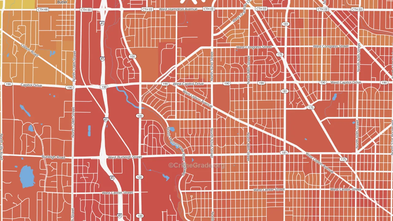 Golden Valley, Milwaukee, WI Map of Vehicle Theft Rates