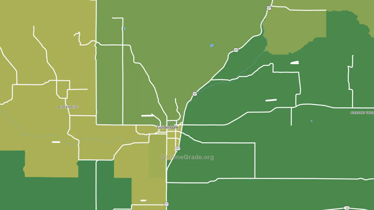 Goldendale, WA Map of Vehicle Theft Rates