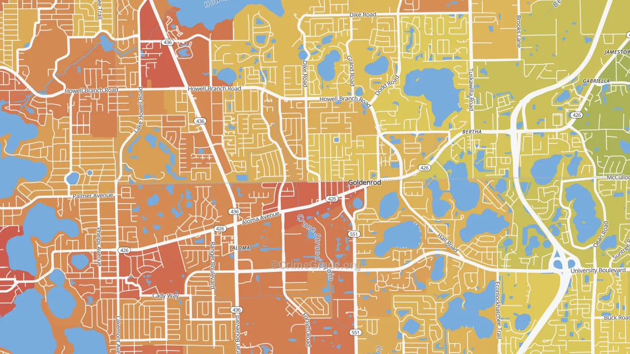 Goldenrod, FL Map of Vehicle Theft Rates