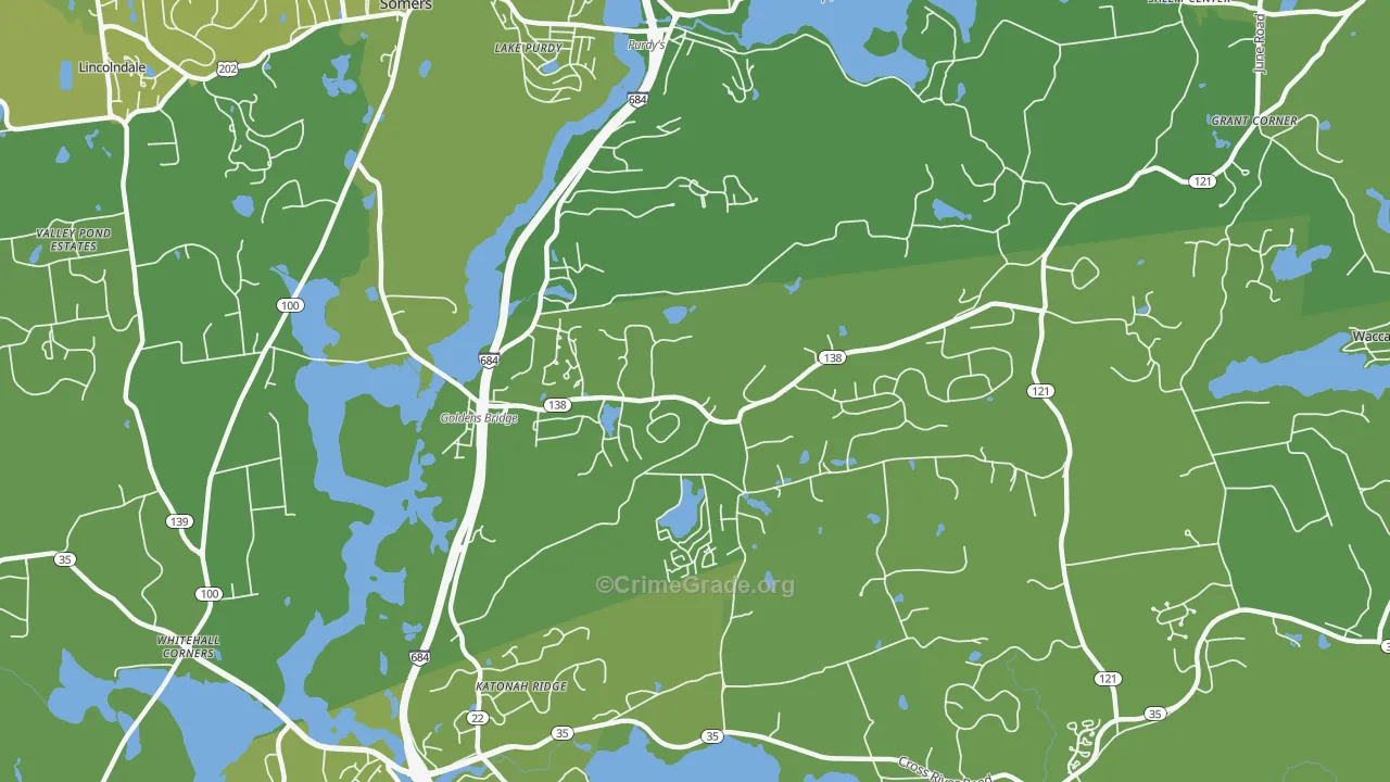 Goldens Bridge, NY Map of Vehicle Theft Rates