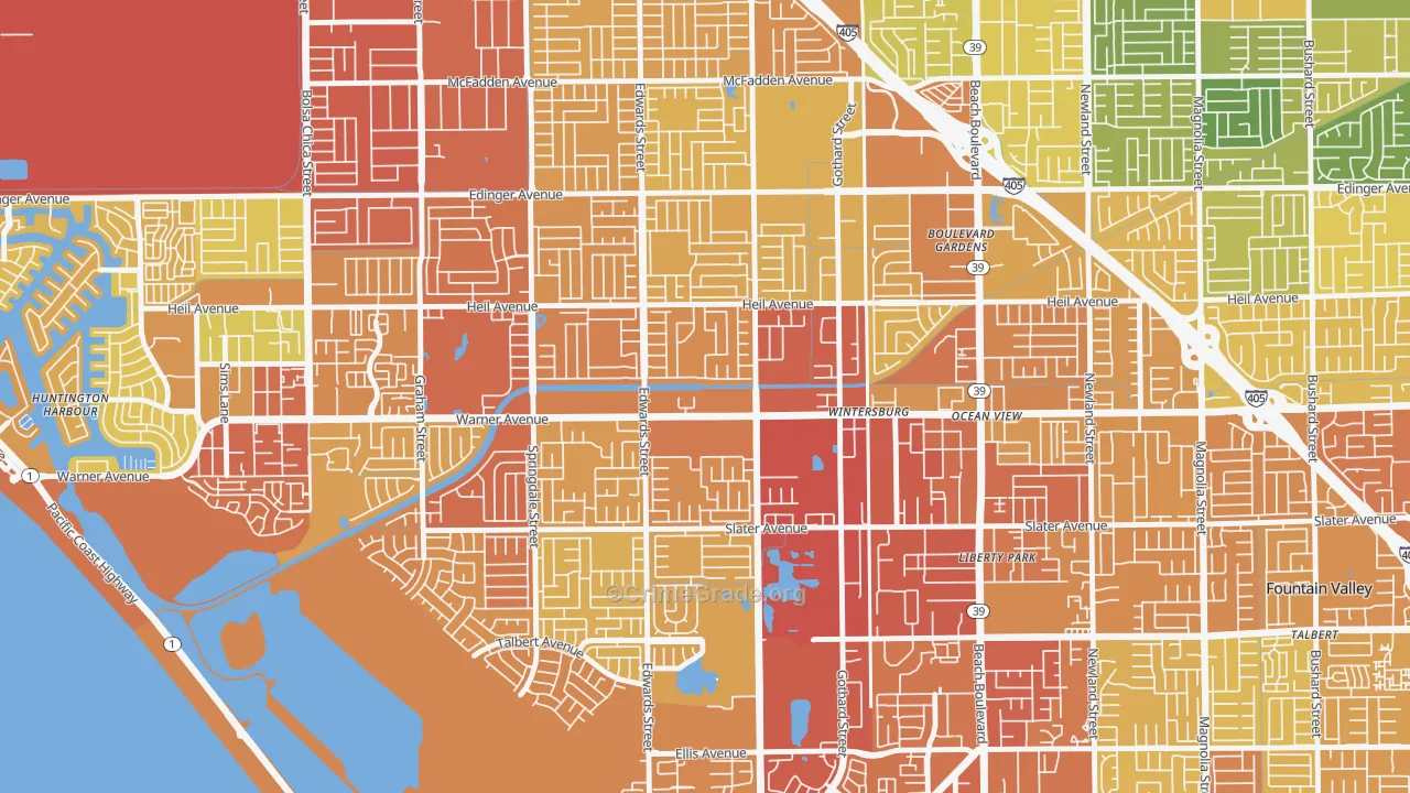 Goldenwest, Huntington Beach, CA Map of Vehicle Theft Rates