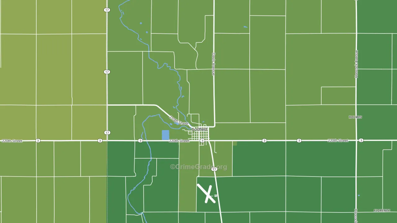 Goldfield, IA Map of Vehicle Theft Rates