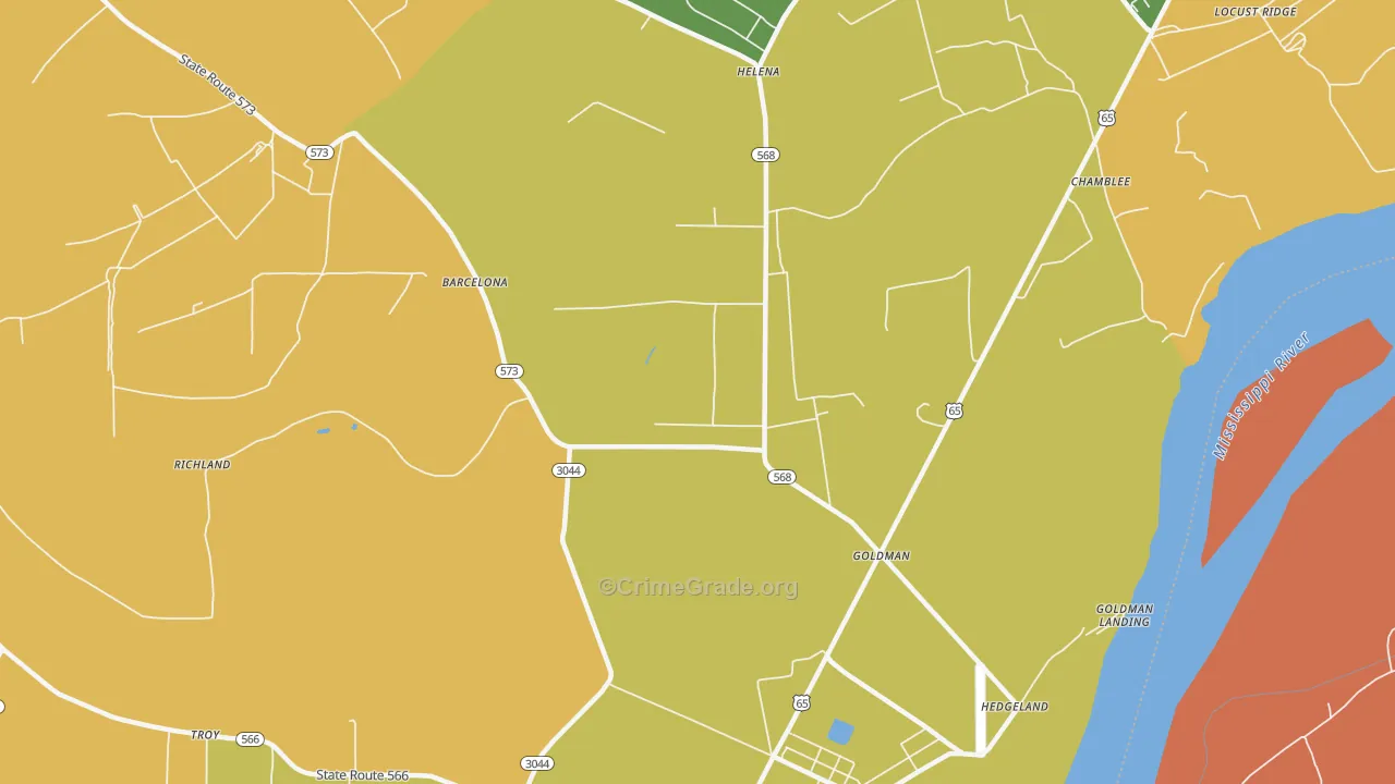 Goldman, LA Map of Vehicle Theft Rates