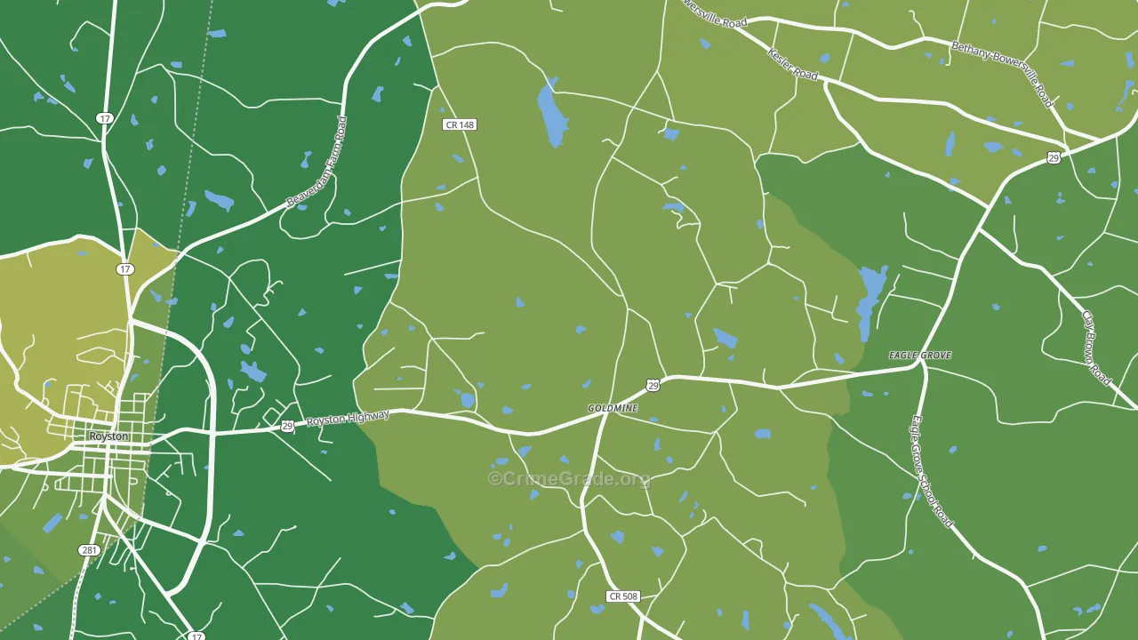 Goldmine, GA Map of Vehicle Theft Rates