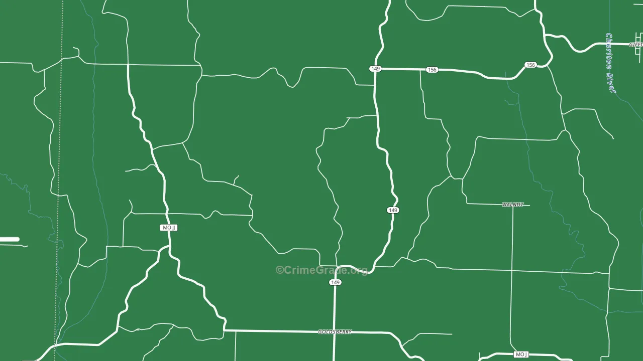 Goldsberry, MO Map of Vehicle Theft Rates