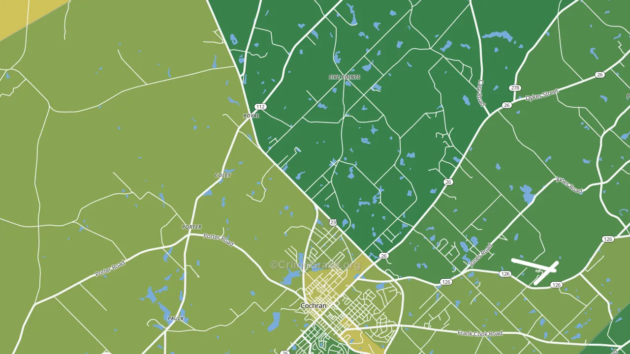 Goldsboro, GA Map of Vehicle Theft Rates