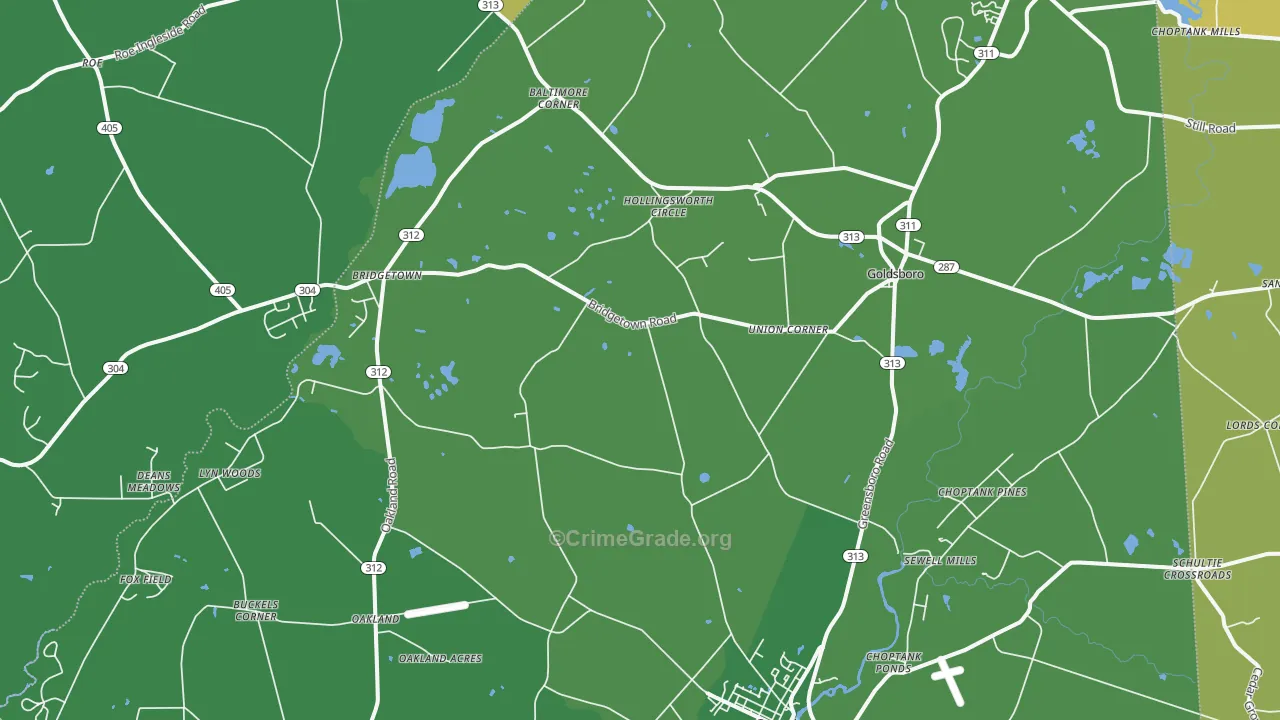 Goldsboro, MD Map of Vehicle Theft Rates