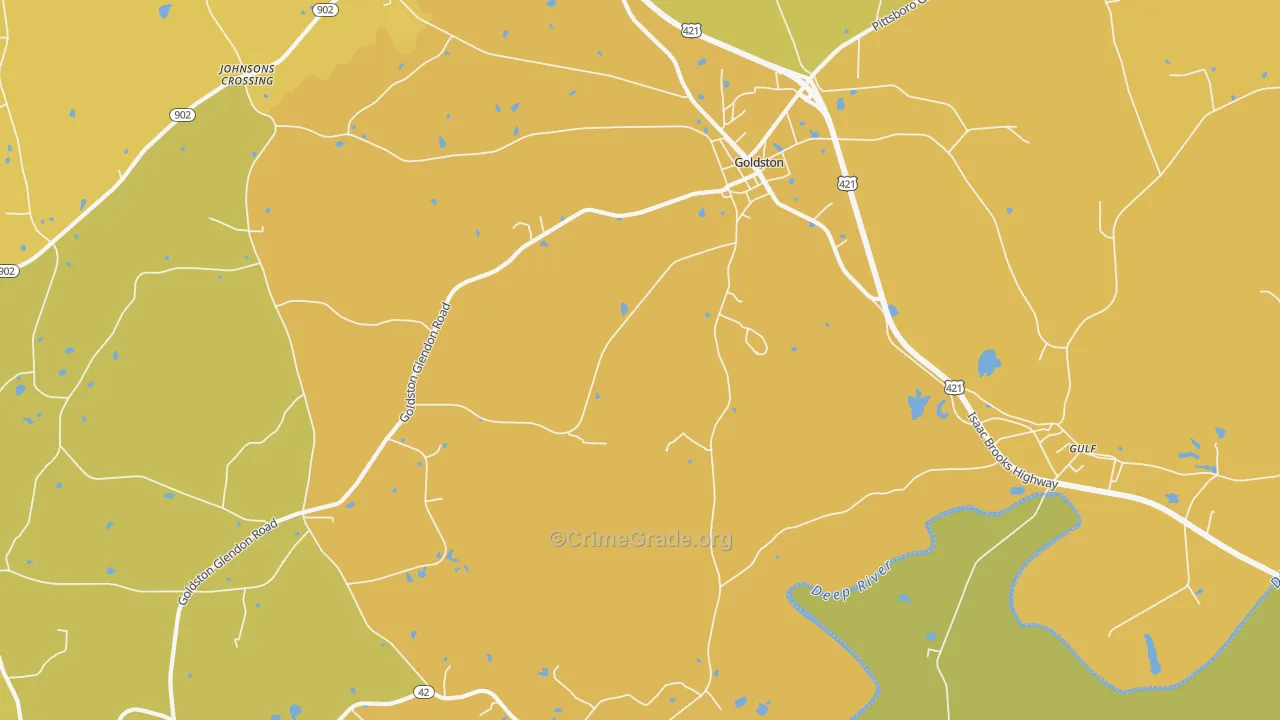Goldston, NC Map of Vehicle Theft Rates