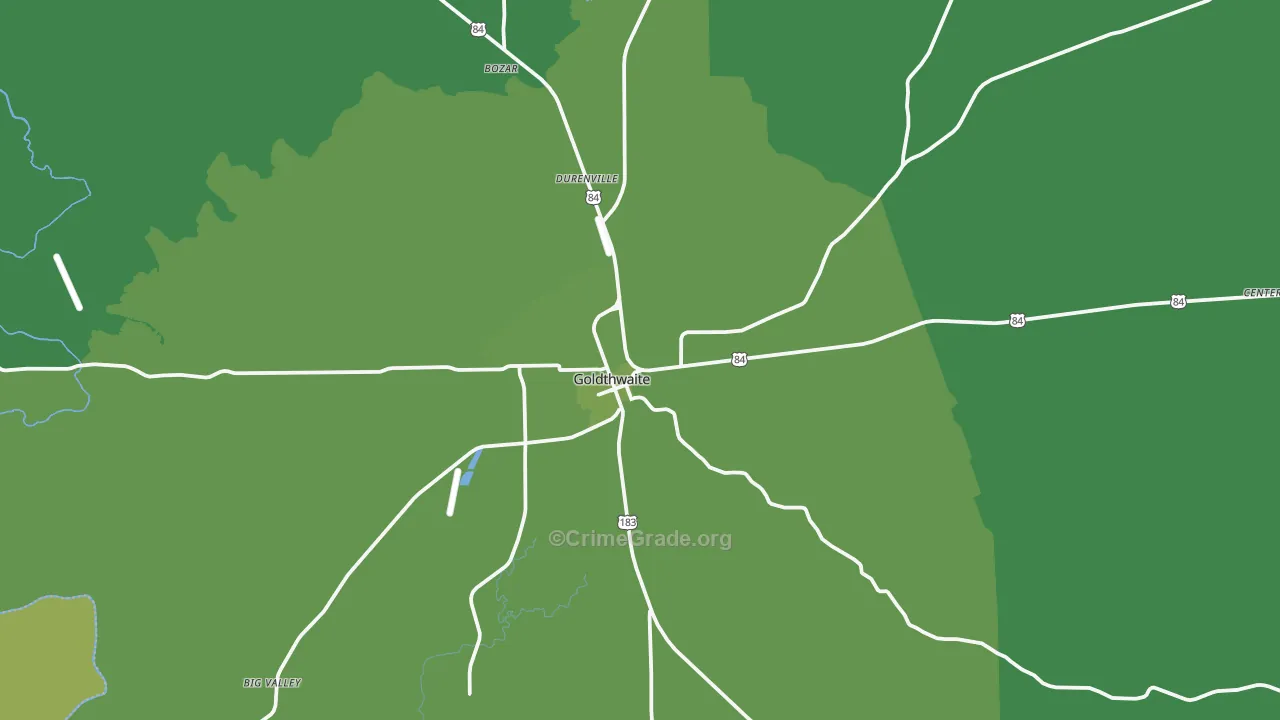 Goldthwaite, TX Map of Vehicle Theft Rates