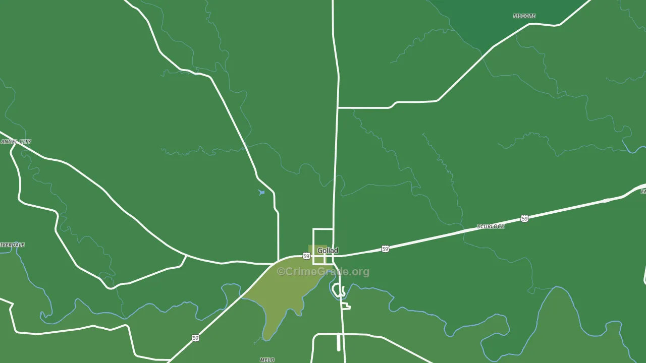 Goliad, TX Map of Vehicle Theft Rates