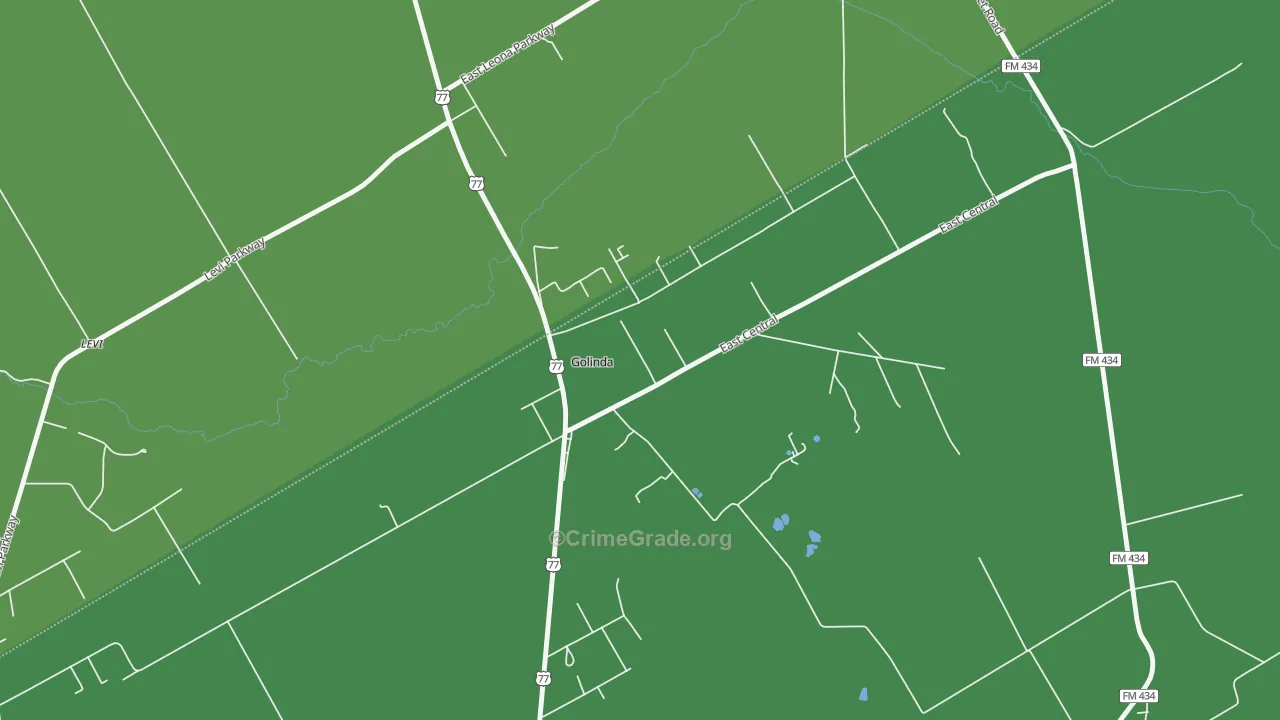 Golinda, TX Map of Vehicle Theft Rates