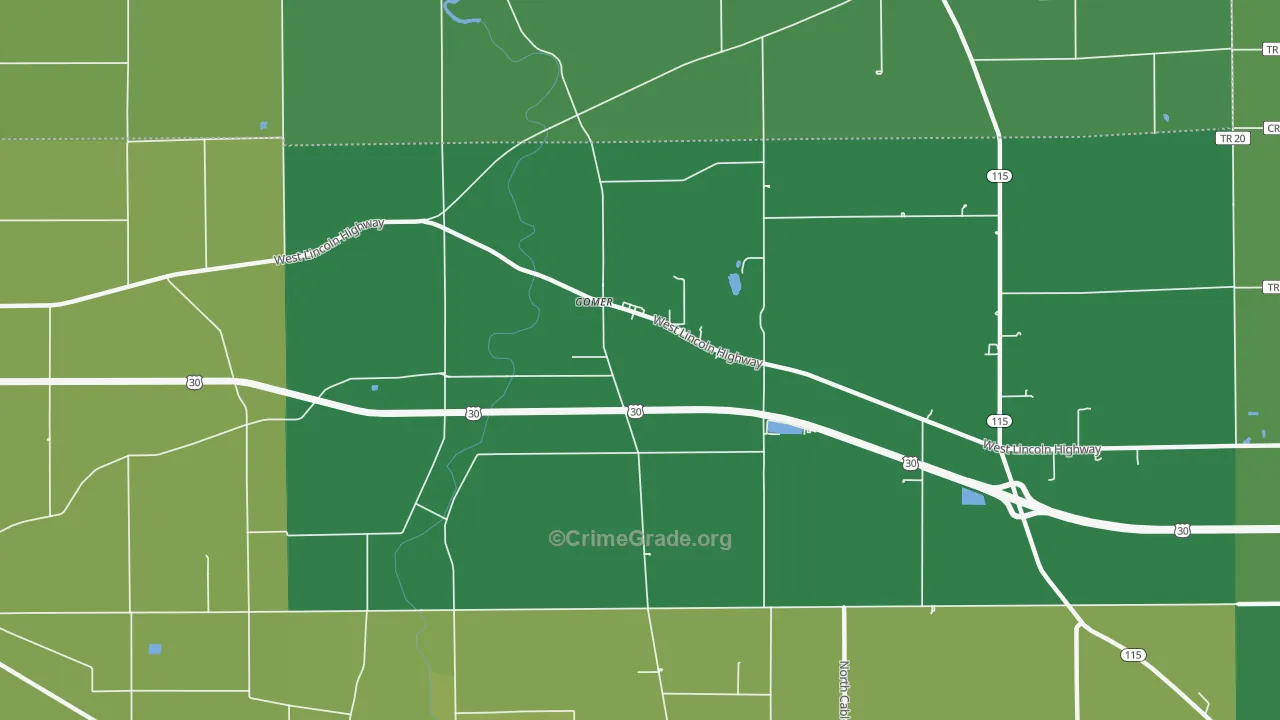 Gomer, OH Map of Vehicle Theft Rates
