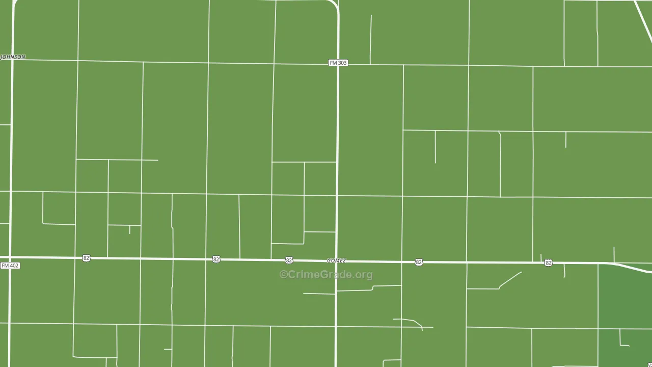 Gomez, TX Map of Vehicle Theft Rates