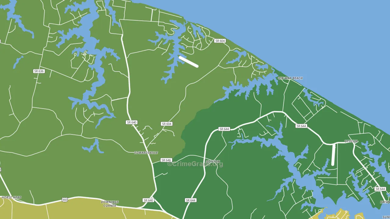 Gonyon, VA Map of Vehicle Theft Rates