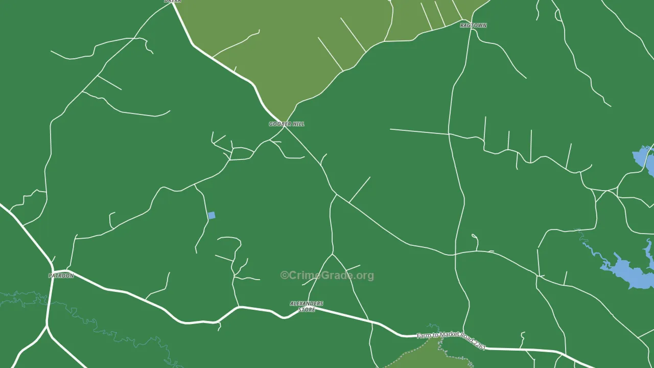 Goober Hill, TX Map of Vehicle Theft Rates