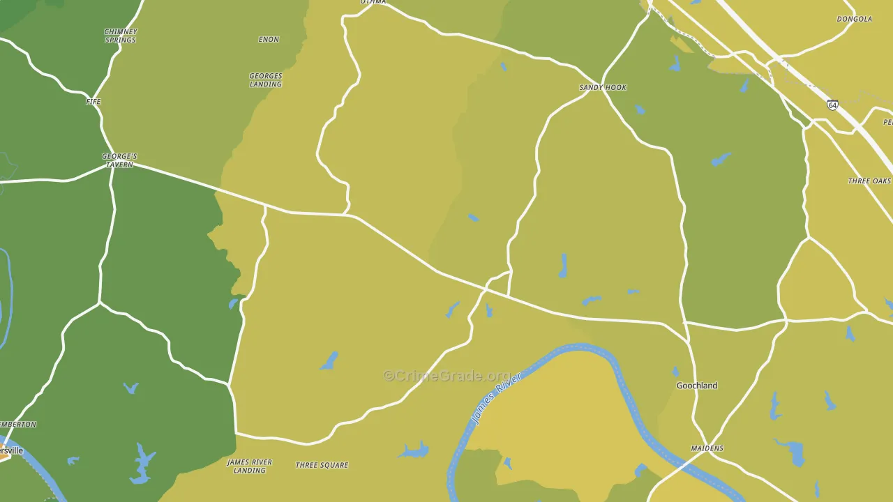 Goochland, VA Map of Vehicle Theft Rates