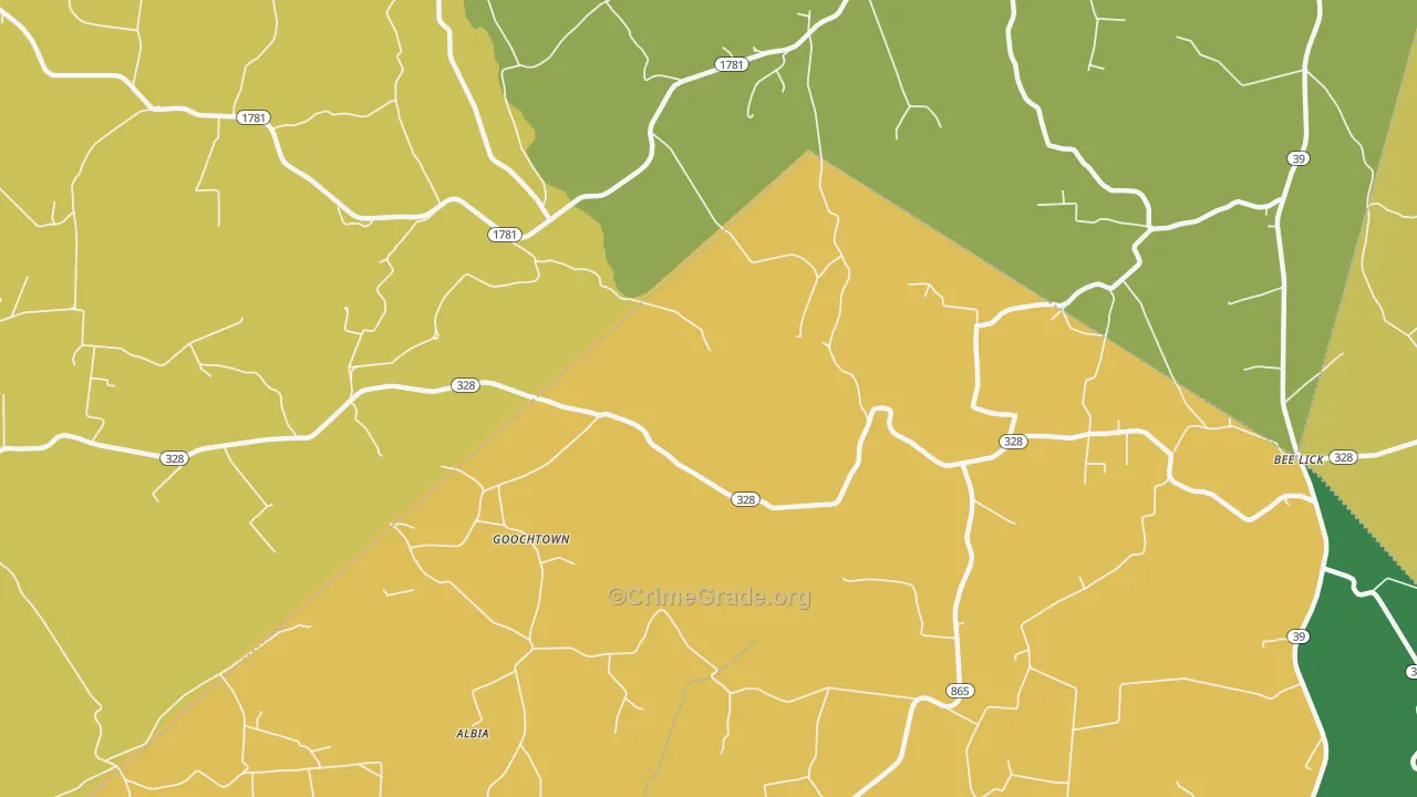 Goochtown, KY Map of Vehicle Theft Rates