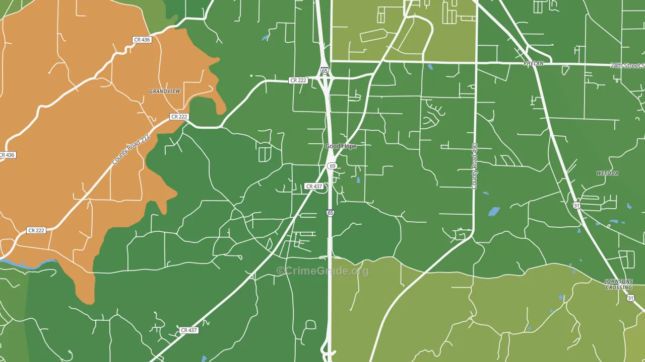 Good Hope, AL Map of Vehicle Theft Rates
