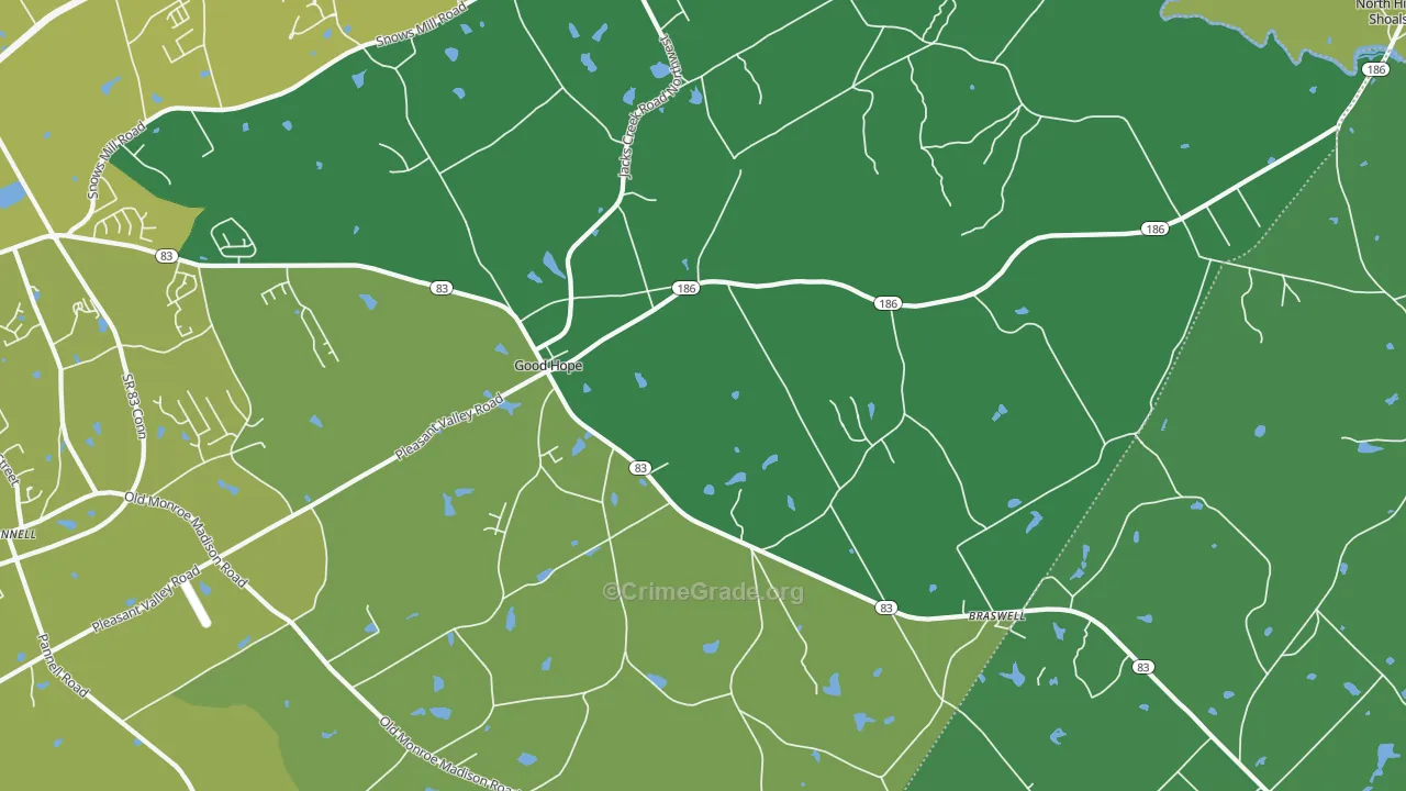 Good Hope, GA Map of Vehicle Theft Rates