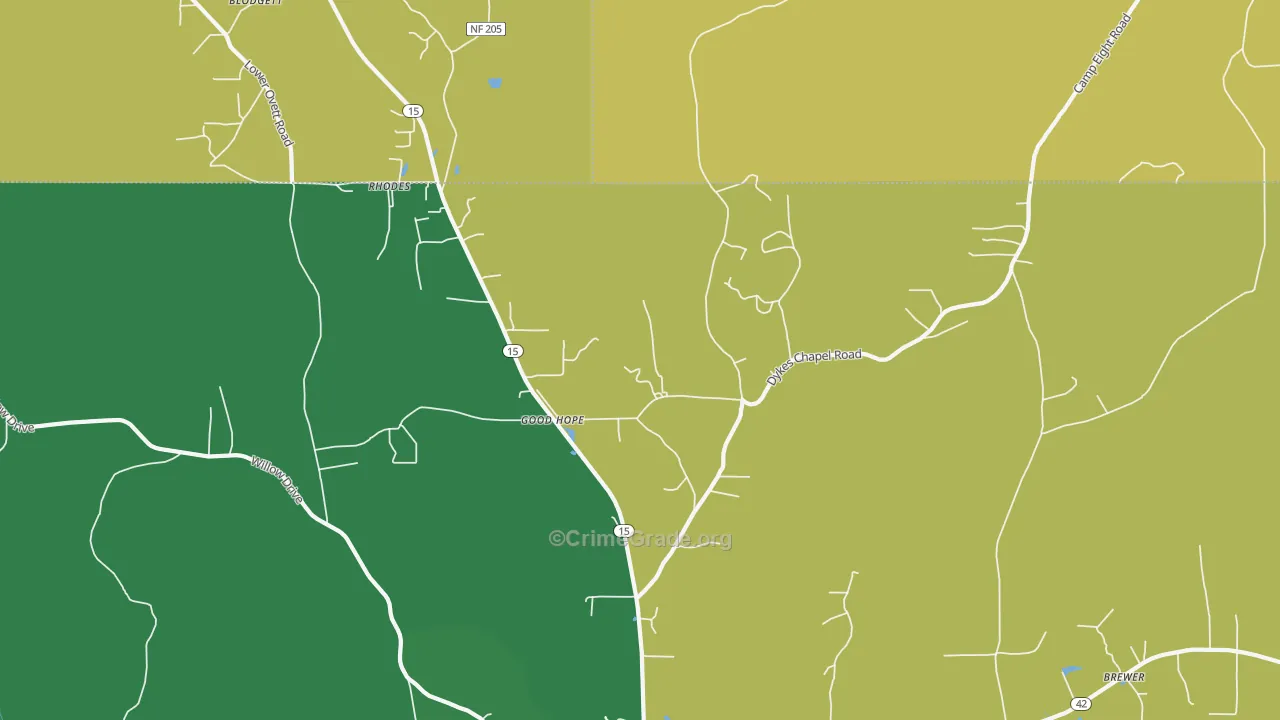 Good Hope, MS Map of Vehicle Theft Rates