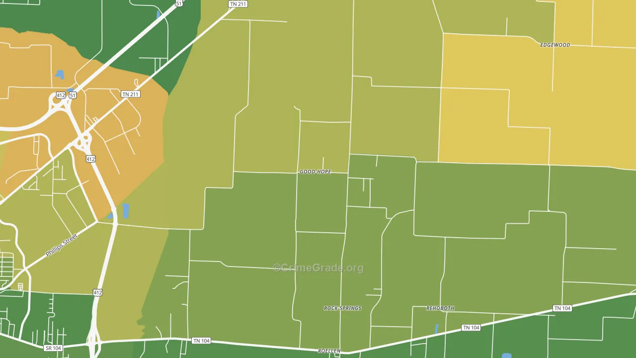 Good Hope, TN Map of Vehicle Theft Rates