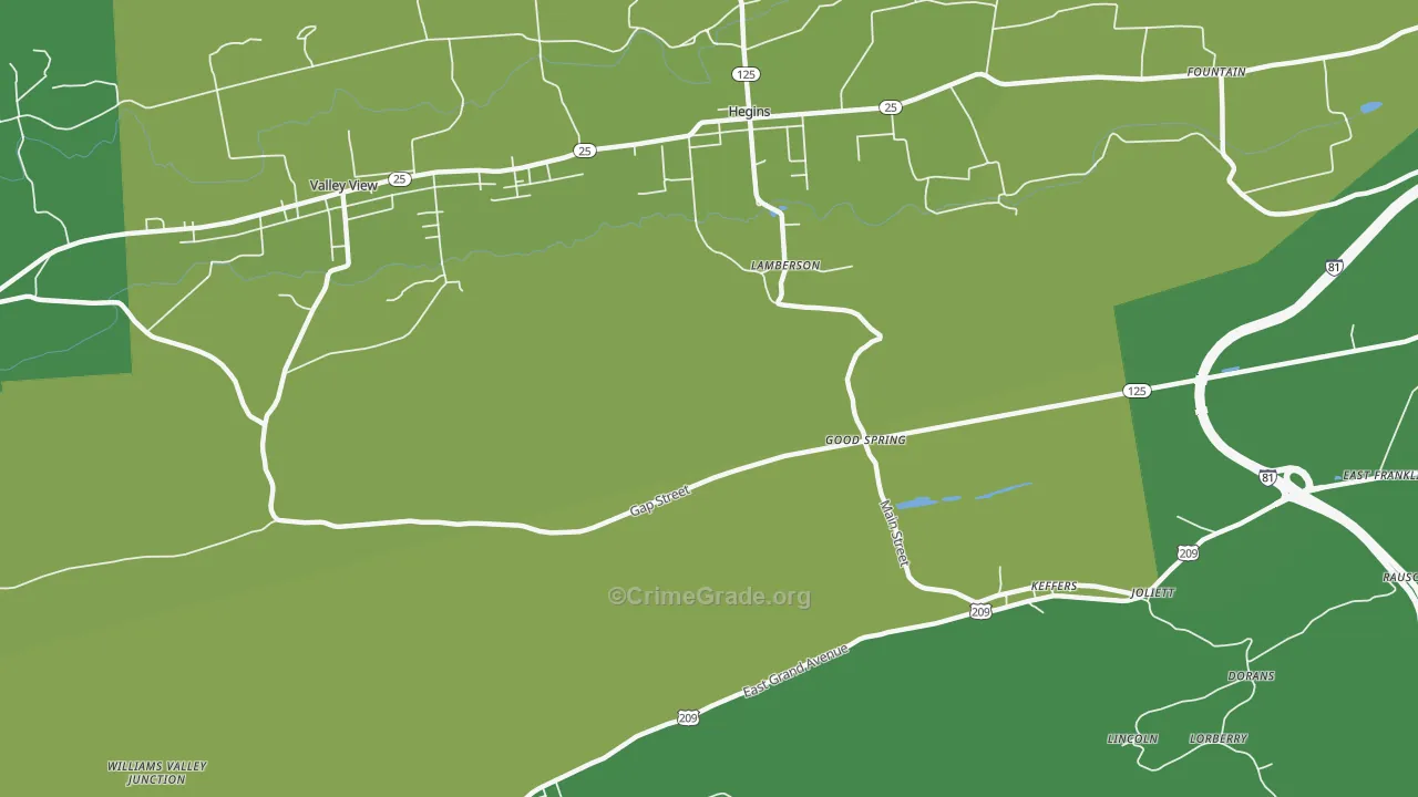 Good Spring, PA Map of Vehicle Theft Rates
