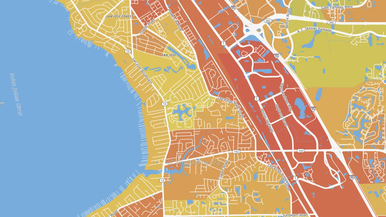Goodby's Creek, Jacksonville, FL Map of Vehicle Theft Rates