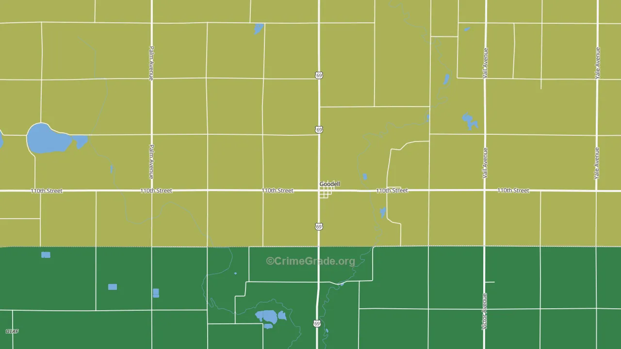 Goodell, IA Map of Vehicle Theft Rates