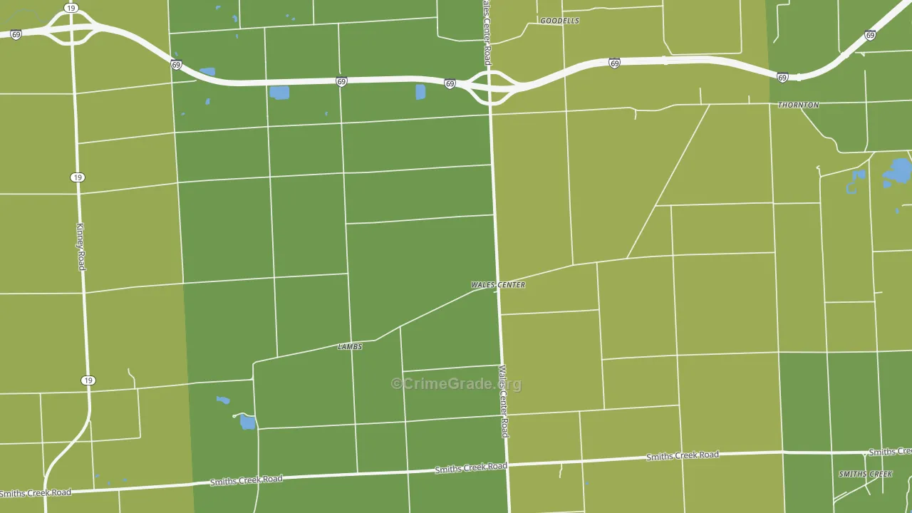 Goodells, MI Map of Vehicle Theft Rates