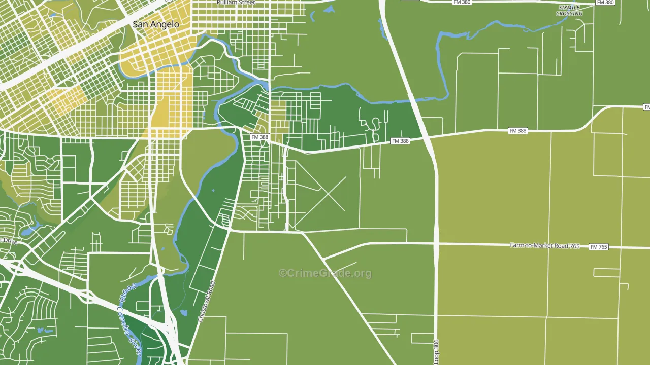 Goodfellow Afb, TX Map of Vehicle Theft Rates