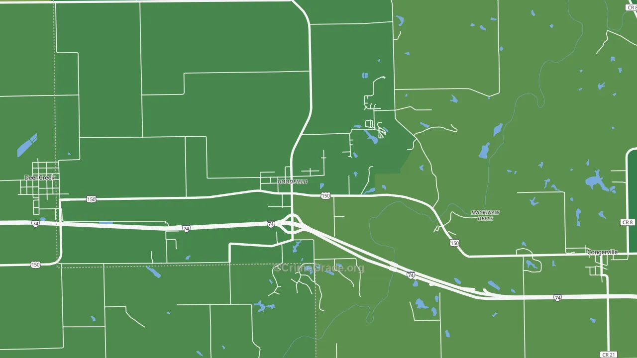 Goodfield, IL Map of Vehicle Theft Rates