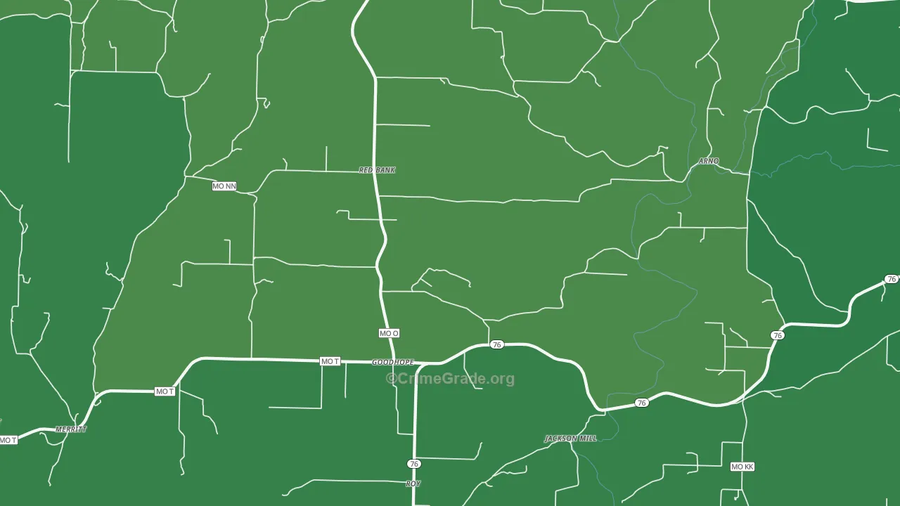 Goodhope, MO Map of Vehicle Theft Rates