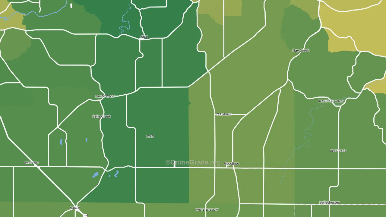 Goodhue County, MN Map of Vehicle Theft Rates