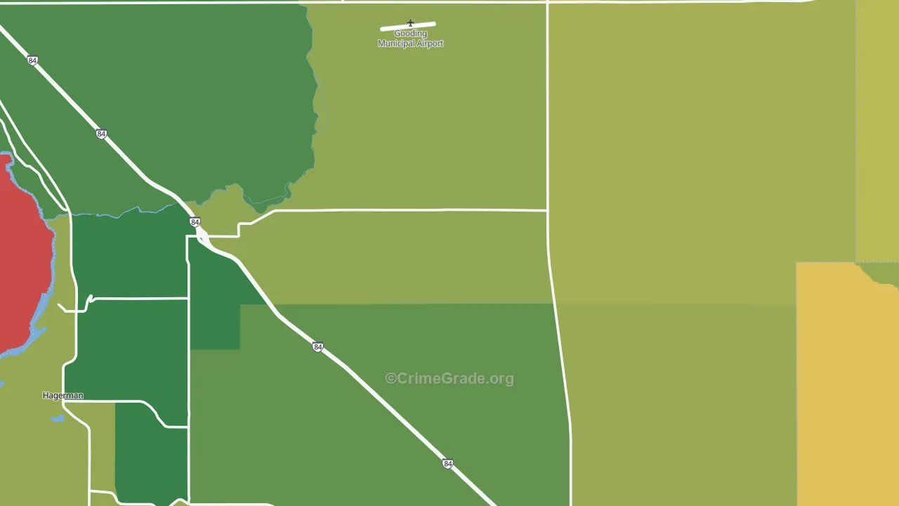 Gooding County, ID Map of Vehicle Theft Rates
