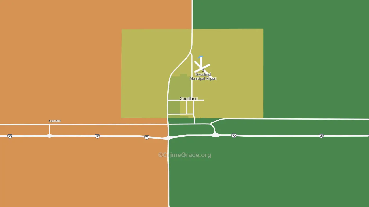 Goodland, KS Map of Vehicle Theft Rates