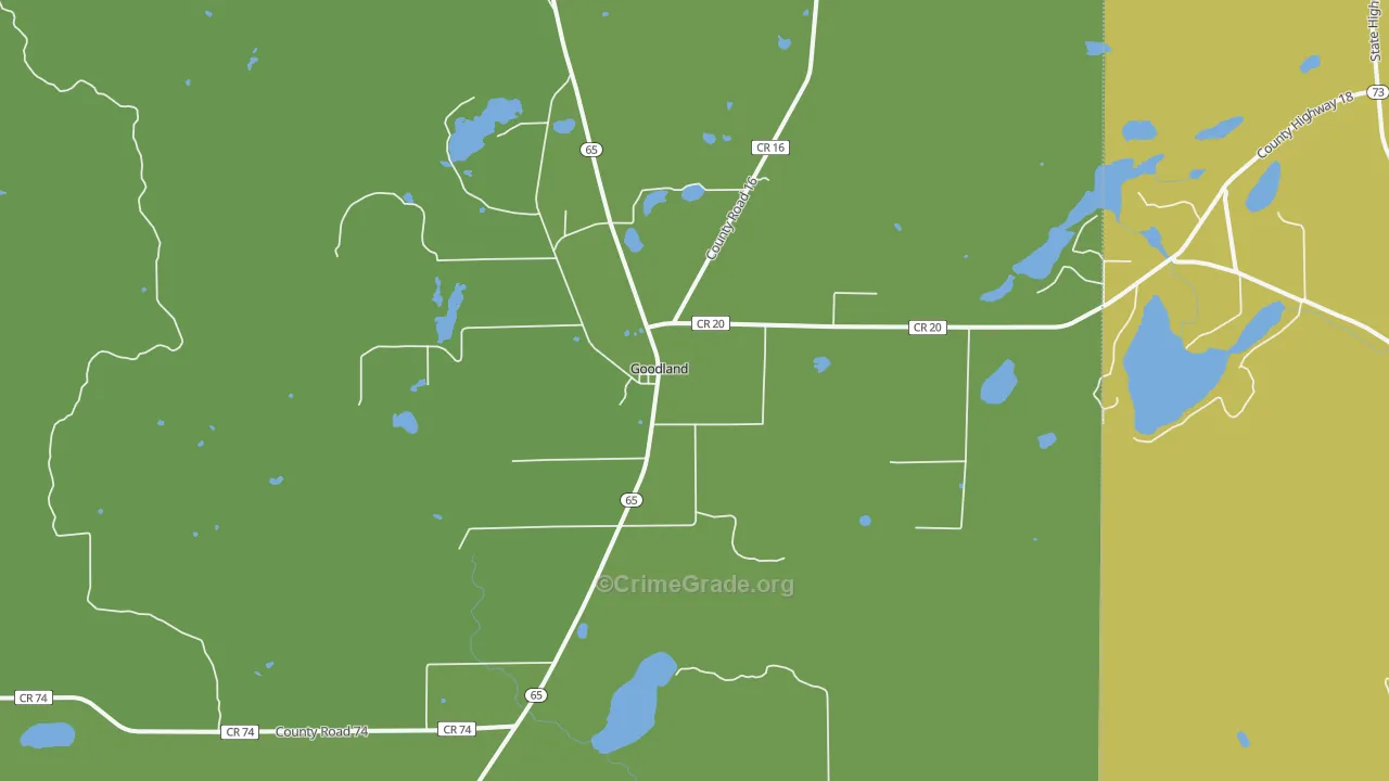 Goodland, MN Map of Vehicle Theft Rates