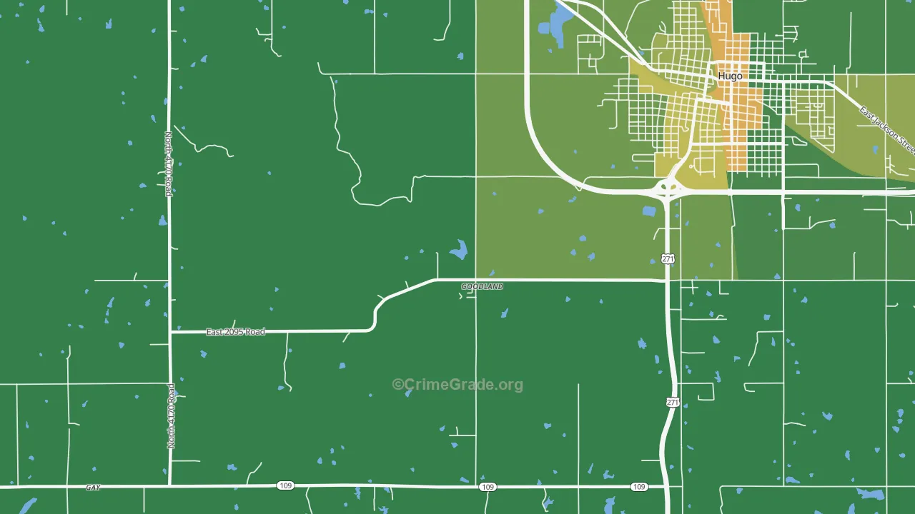 Goodland, OK Map of Vehicle Theft Rates