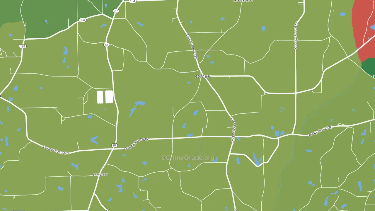 Goodman, AL Map of Vehicle Theft Rates