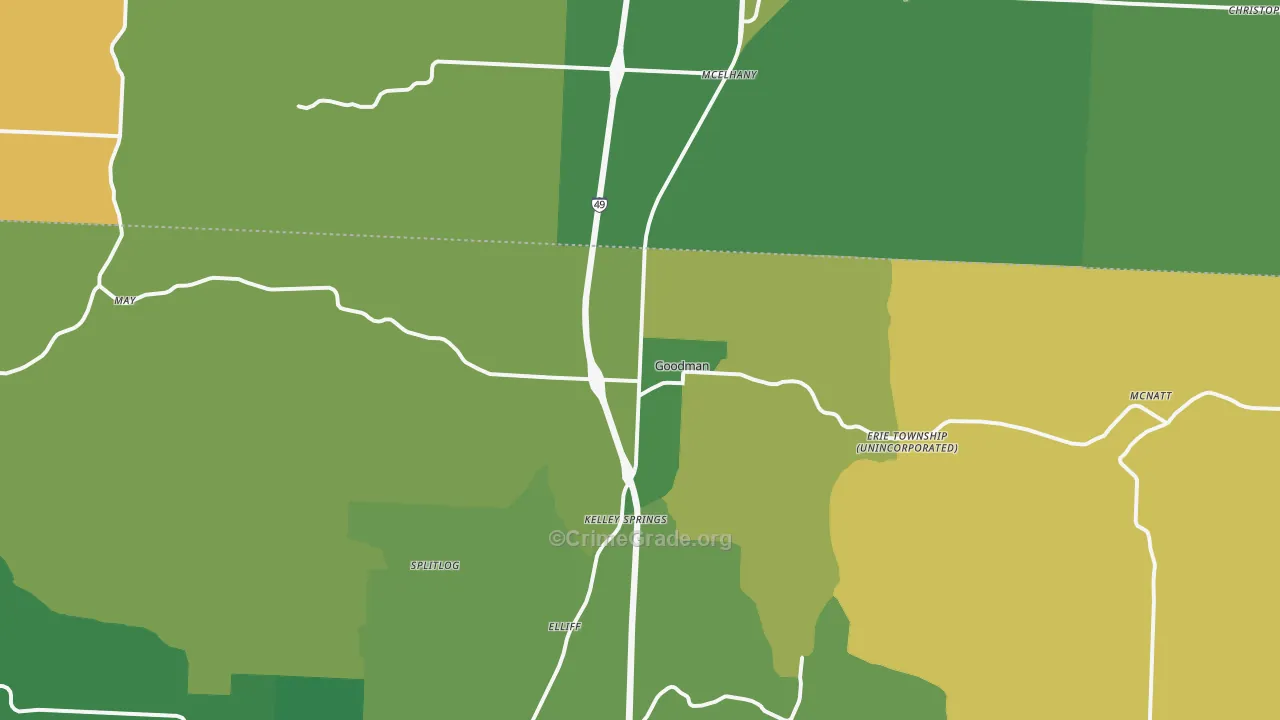 Goodman, MO Map of Vehicle Theft Rates