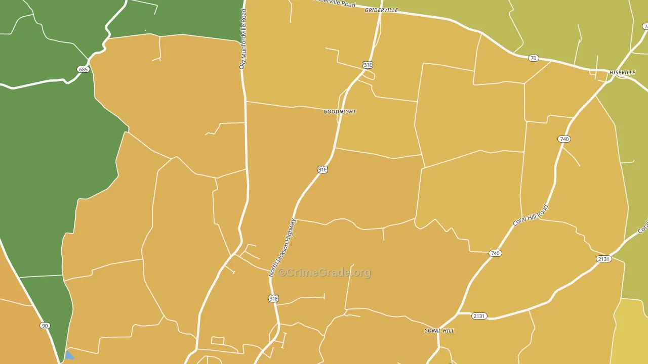 Goodnight, KY Map of Vehicle Theft Rates