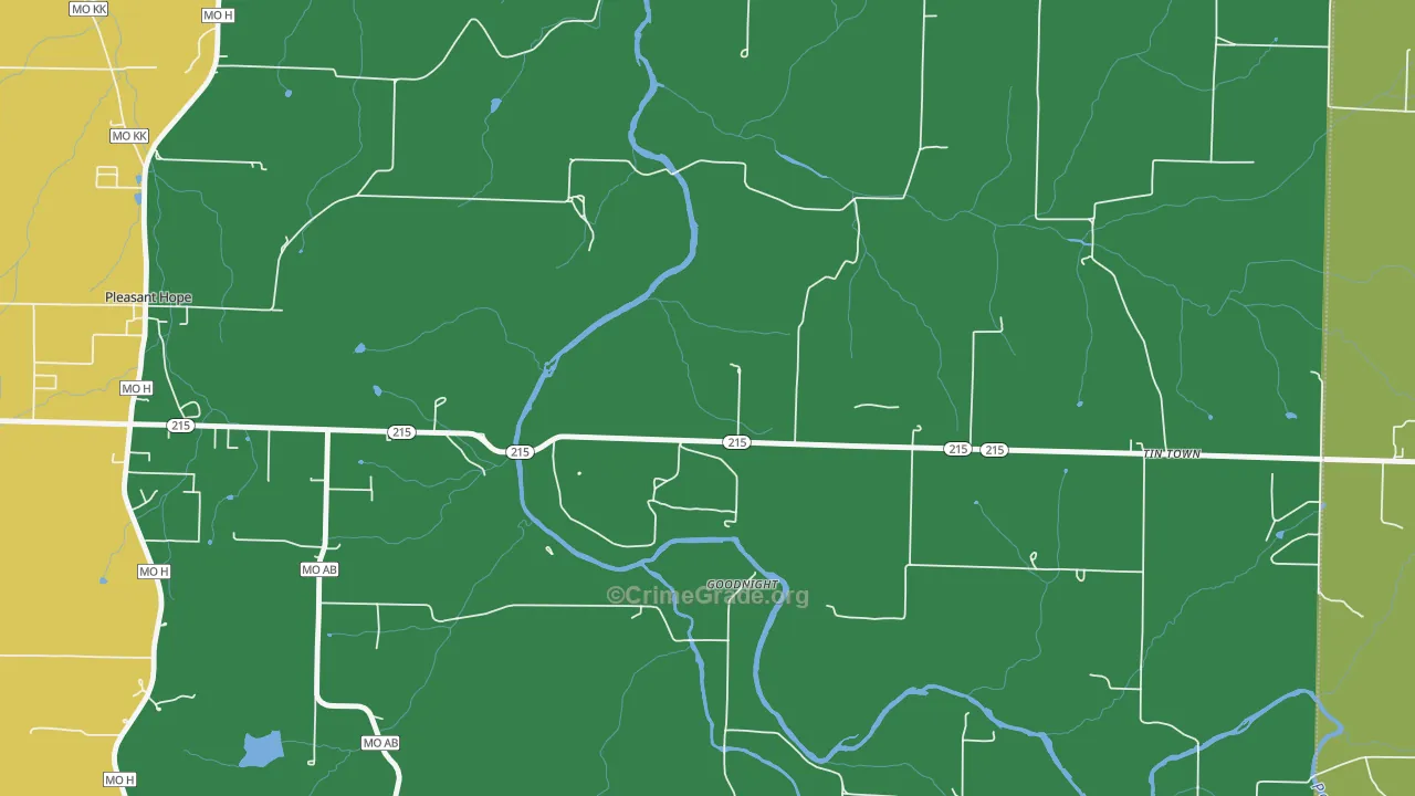 Goodnight, MO Map of Vehicle Theft Rates