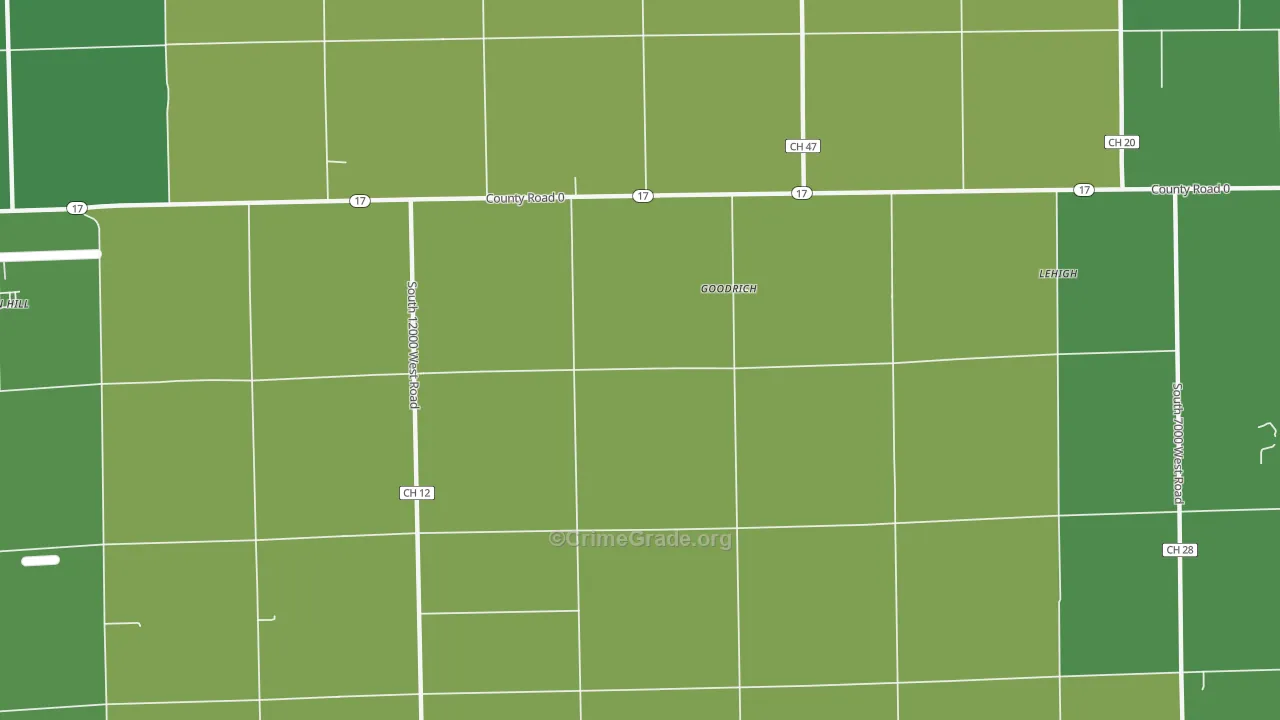 Goodrich, IL Map of Vehicle Theft Rates