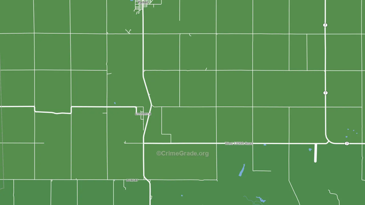 Goodrich, KS Map of Vehicle Theft Rates