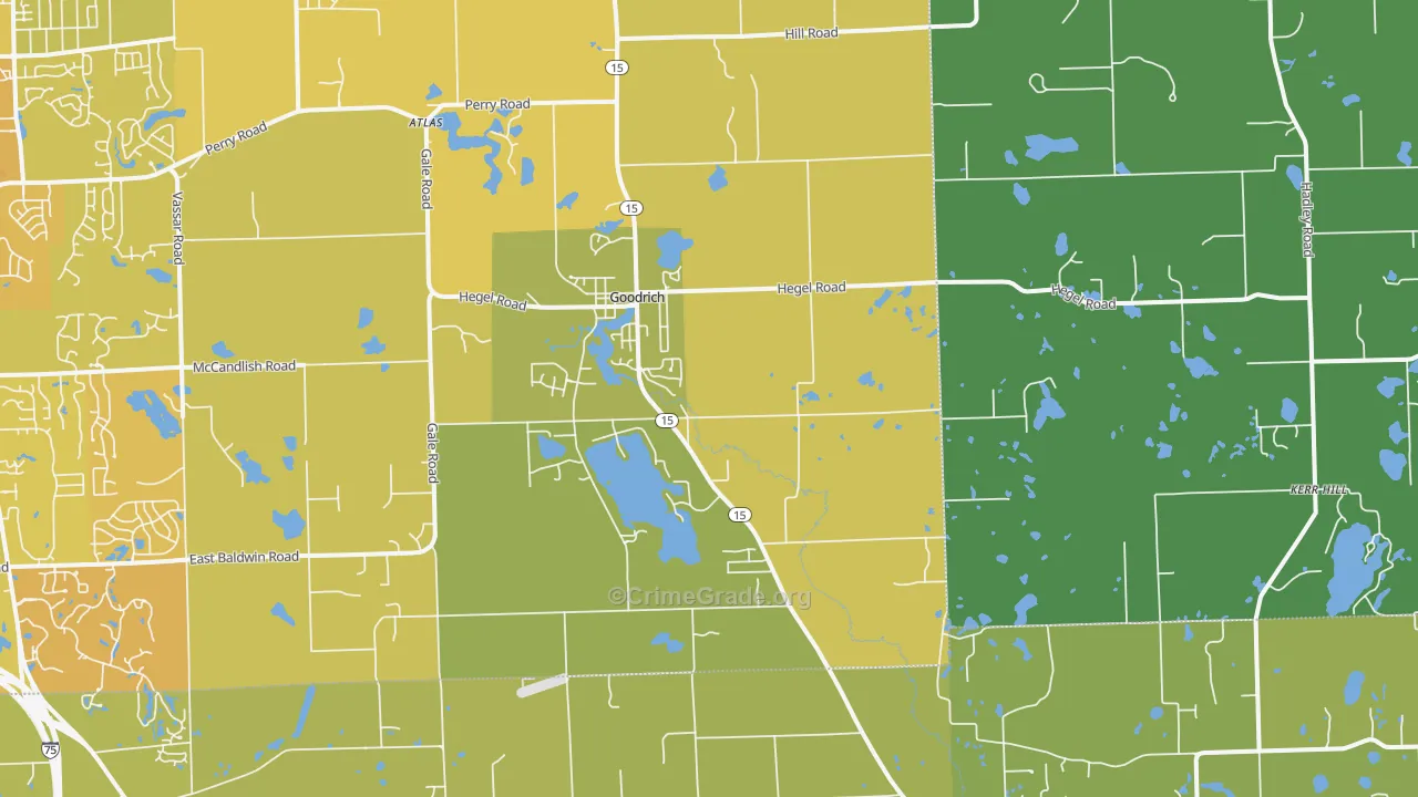 Goodrich, MI Map of Vehicle Theft Rates