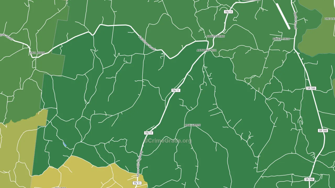 Goodspring, TN Map of Vehicle Theft Rates