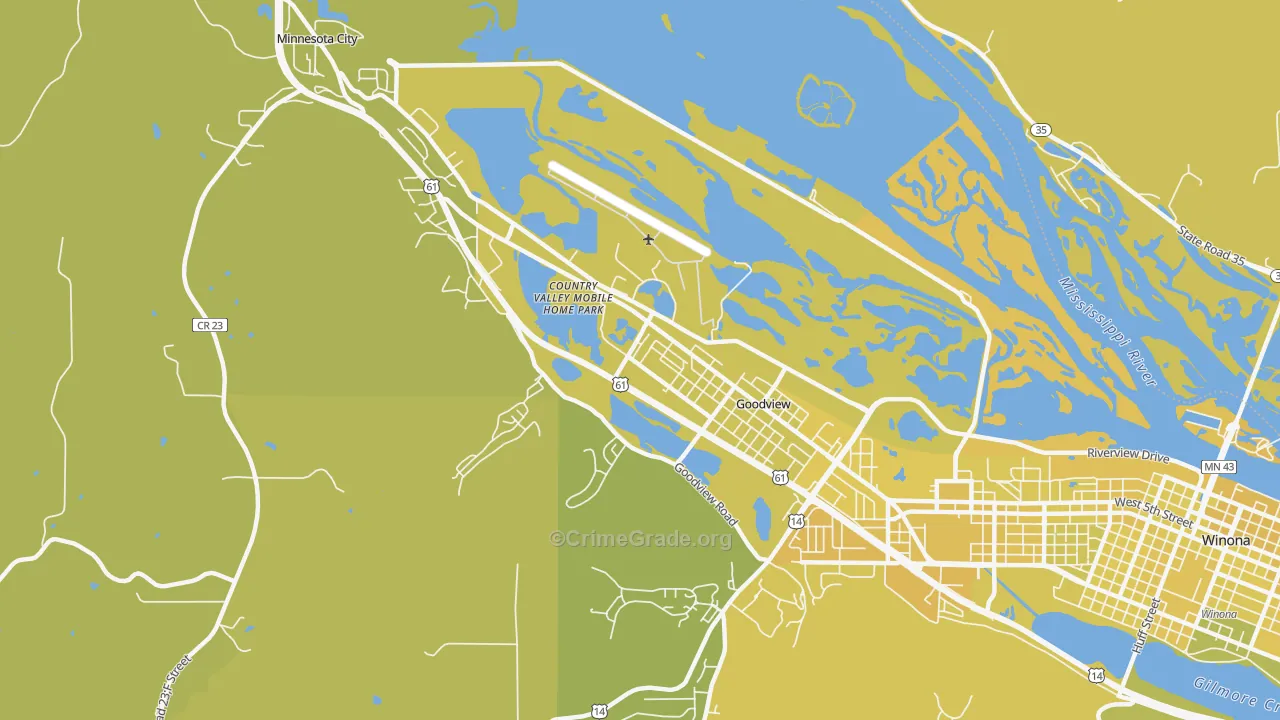 Goodview, MN Map of Vehicle Theft Rates