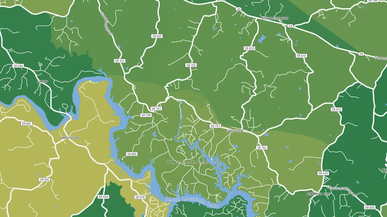Goodview, VA Map of Vehicle Theft Rates