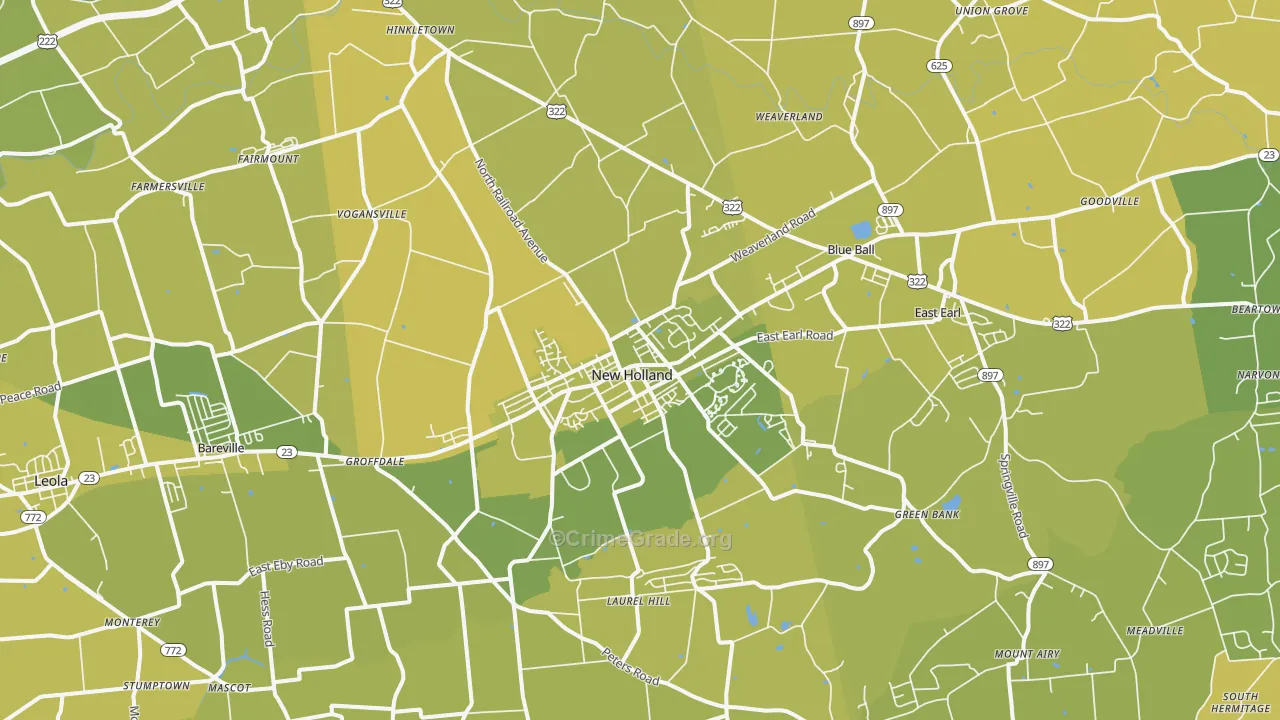 Goodville, PA Map of Vehicle Theft Rates