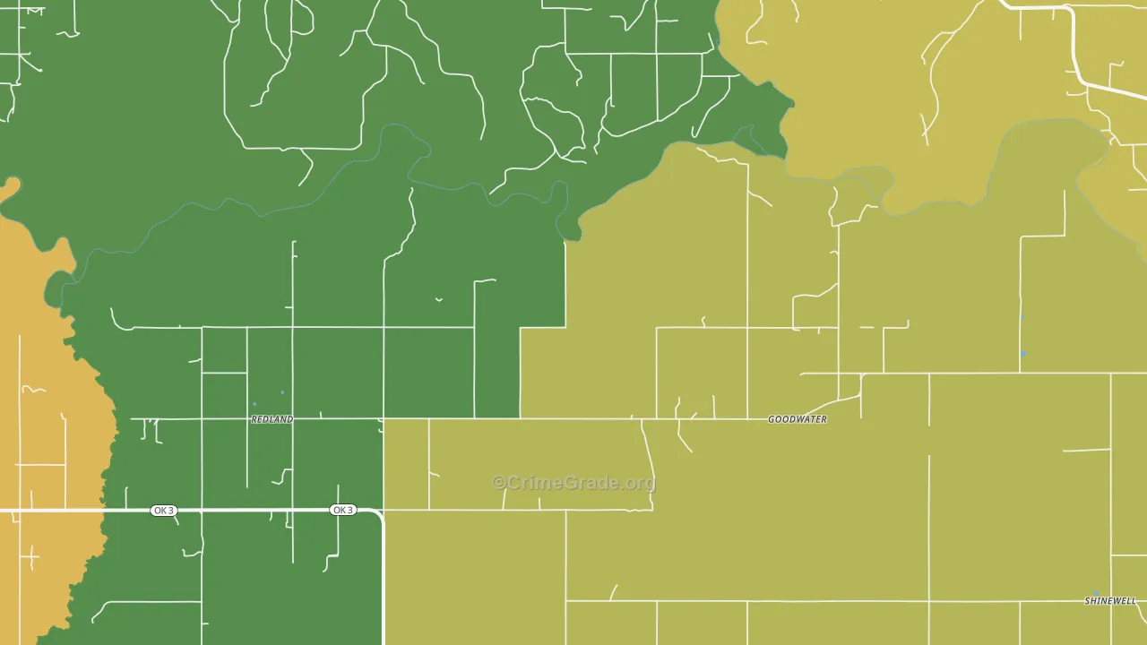 Goodwater, OK Map of Vehicle Theft Rates