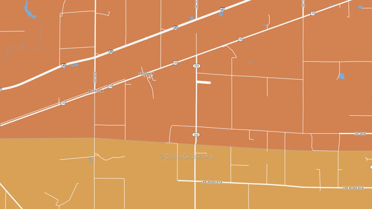 Goodwin, AR Map of Vehicle Theft Rates